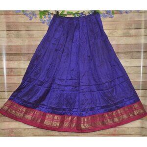 Traditional Indian Chaniya Choli Skirt Blue Red Gold Flare Garba Dance Size M
